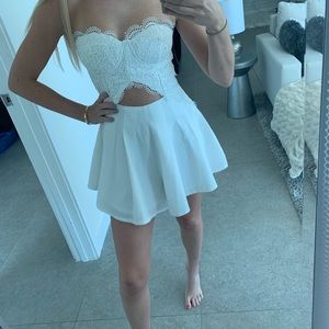 White Strapless Lace Romper LF